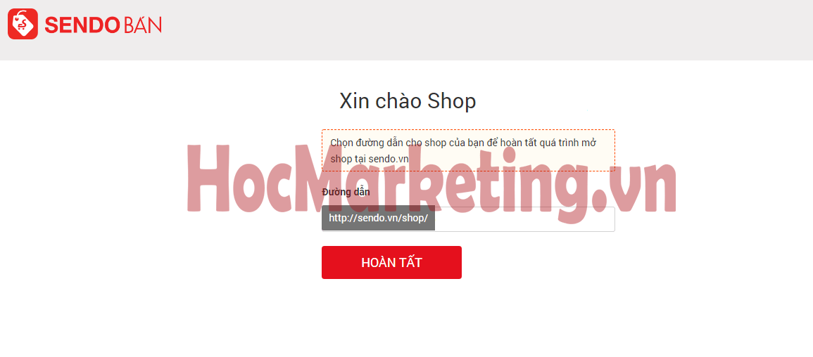 chọn đường dẫn gian hàng trên sendo