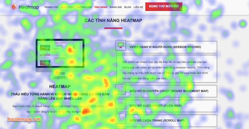 Phân tích website bằng heatmap