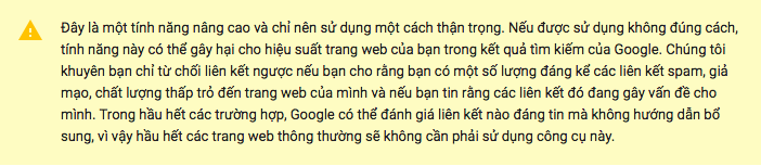 Google khuyến cáo từ chối liên kết