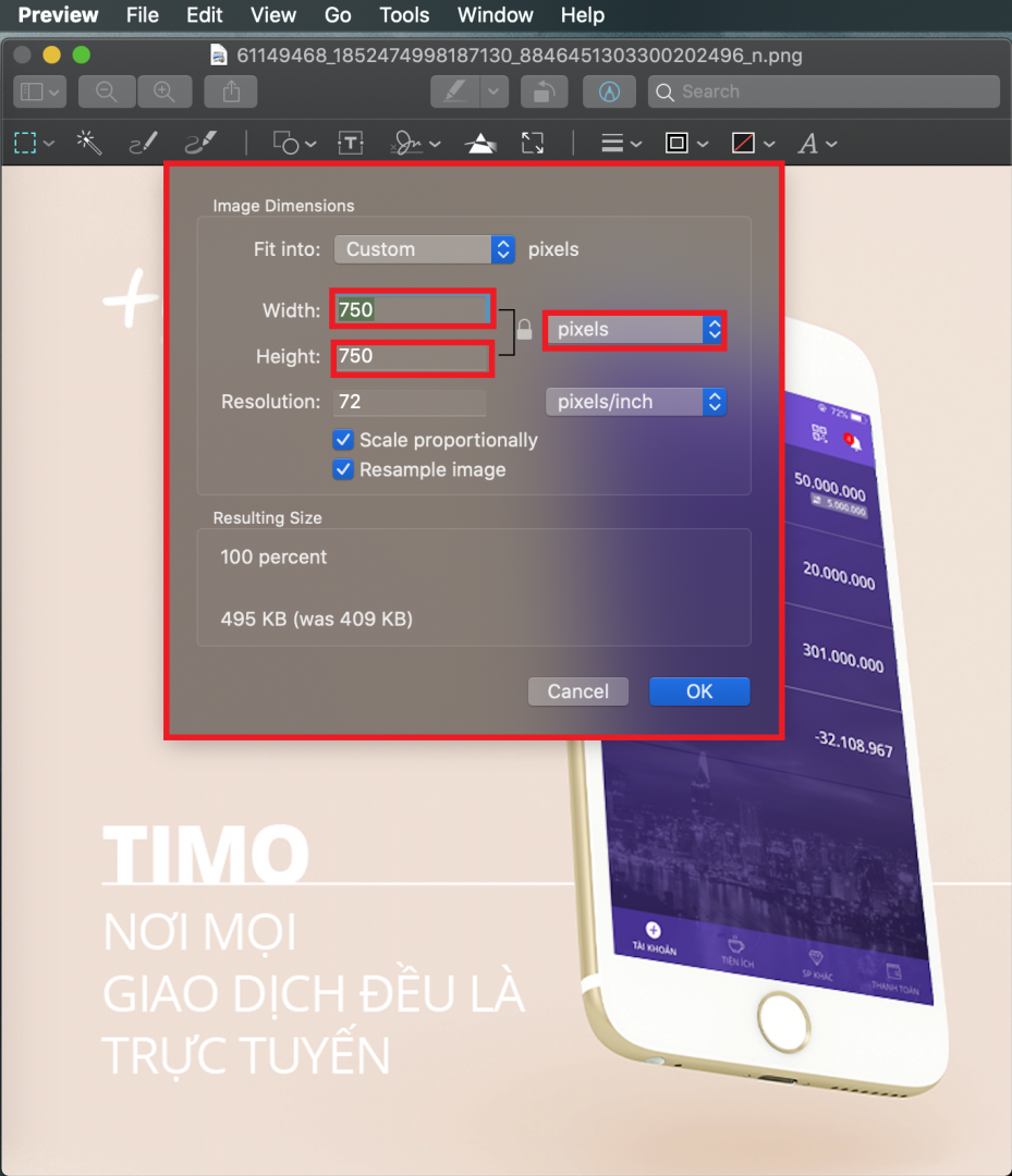 giảm kích thước ảnh trong MacOS