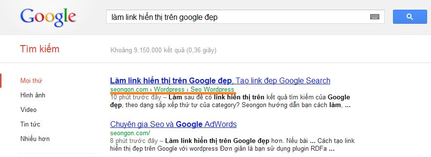 Tao link hien thi dep tren Google