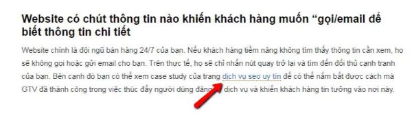 liên kết nội bộ sử dụng sai