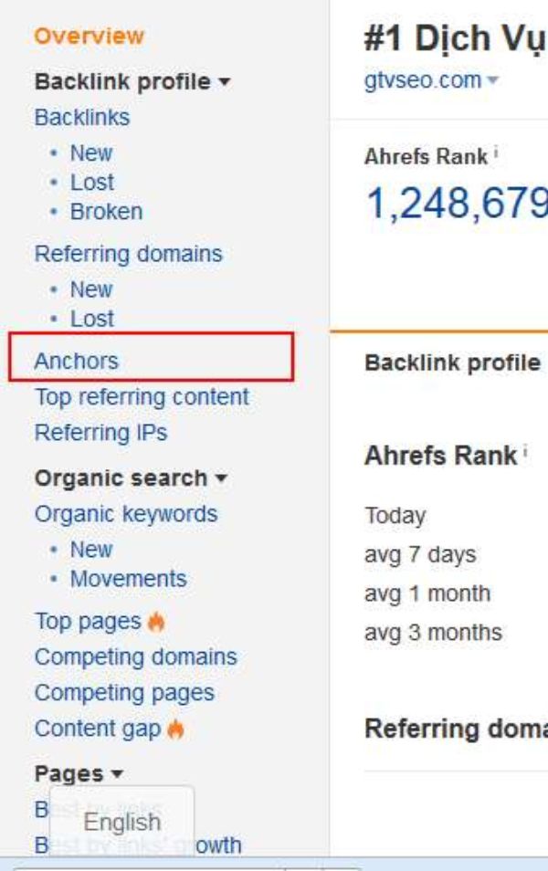 Anchors Ahrefs: Tối ưu anchor text bằng ahrefs.