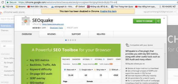 seo quake add on chrome