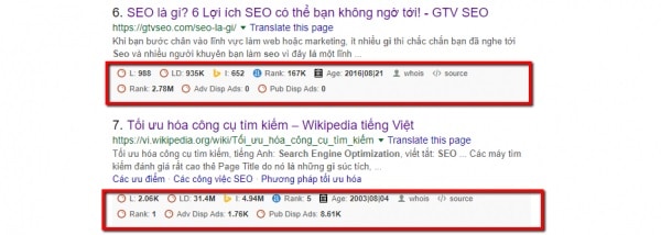 sử dụng overlay của seoquake